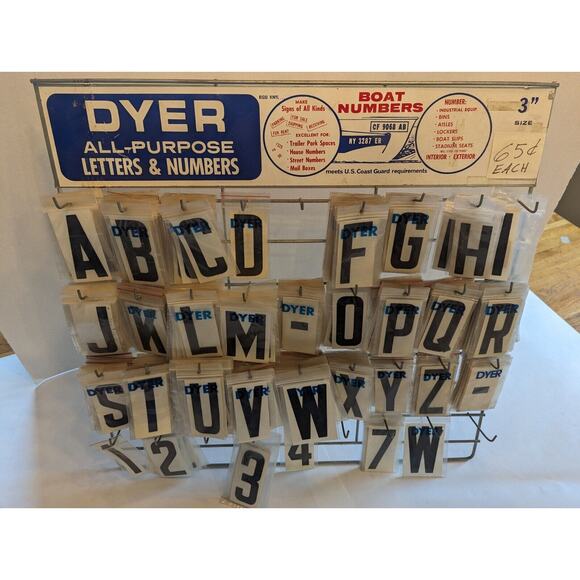 VINTAGE RARE DYER Peg Display W/100's Of 3" Letters & Numbers All-Purpose Vinyl - Picture 2 of 13